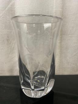 Vintae Signed Orrefors Crystal Glass Vase w/ Etched Butterflies