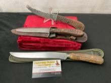 Trio of Vintage Remington Fixed Blade Knives, RH-6, RH-45, Rem-Dupont Long Boning Knife