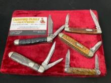 Assortment of Vintage Stainless Steel Folding Knives, several multi blade, varied brands