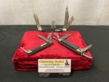 Trio of Vintage Multiblade Folding Pocket Knives, Ranger Stockman, Providence Camper & Ideal Camper