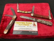 4x Folding Pocket Knives, Kabar 1026, I XL George Wostenholm, I.K. Co, & unmarked