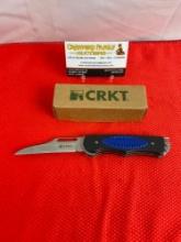 CRKT "Edgie 2" 3.25" Stainless Steel Self Sharpening Lockback Knife Model 6444B. Blue Grip. NIB. ...