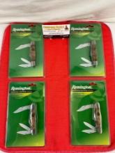 4 pcs Remington Insignia Edition Whittler Knives w/ Stainless Steel Blades & Burl Wood Handles. N...