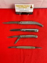 4 pcs Vintage Steel Folding Blade Pocket Knife Assortment. 1x Henry Sears & Sons, 1x Imperial. See