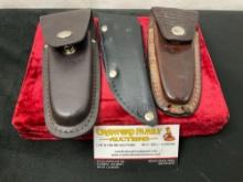 Trio of Vintage Leather Sheaths, 1x Case, 1x similar style, and 1x dagger