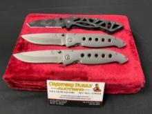 Trio of Modern Buck Knives, 2x Model 174 & 1x Model 870, aluminum construction