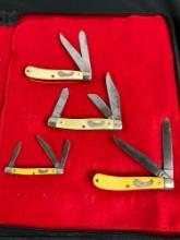 4x Frontier Multi Bladed Folding Pocket Knives - Largest Blade size is 3" - See pics