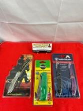 3 pcs Steel Knife Assortment, 1x Smith & Wesson, 1x Jabe's Cutlery, 1x Miracle Gro. NIB. See pics.