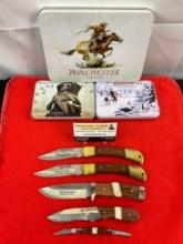 3 pcs Winchester Steel Hunting Knife Gift Box Sets. 5 Knives in 3 Tin Boxes. Ltd Ed 2007, 2008. See