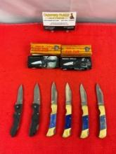6 pcs Steel Folding Blade Pocket Knife Assortment. 4x Comanche, 1x Frost, 1x Whitetail. NIB. See