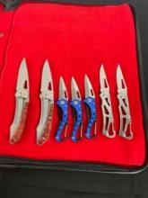 Collection of 7 Folding Blade Pocket Knives - Most with Clips - See pics