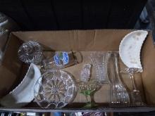 BL-Clear Glass Stems, Vase, Candy Dish, Bone Dishes