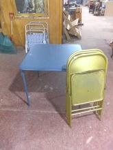 (4) Metal Folding Chairs w/ Card Table