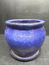 Contemporary Blue Glaze Pottery Planter