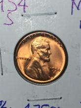 1954 S Lincoln Wheat Cent