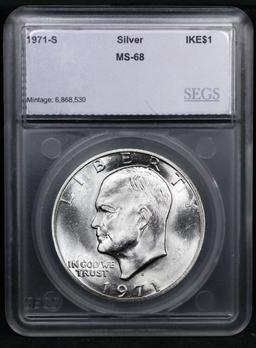 ***Auction Highlight*** 1971-s Silver Eisenhower Dollar Near Top Pop! 1 Graded ms68 BY SEGS (fc)