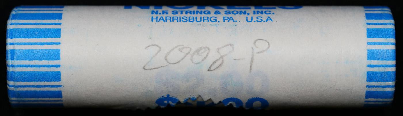 BU Shotgun Jefferson 5c roll, 2008-p 40 pcs N.F. String & Son $2 Nickel Wrapper