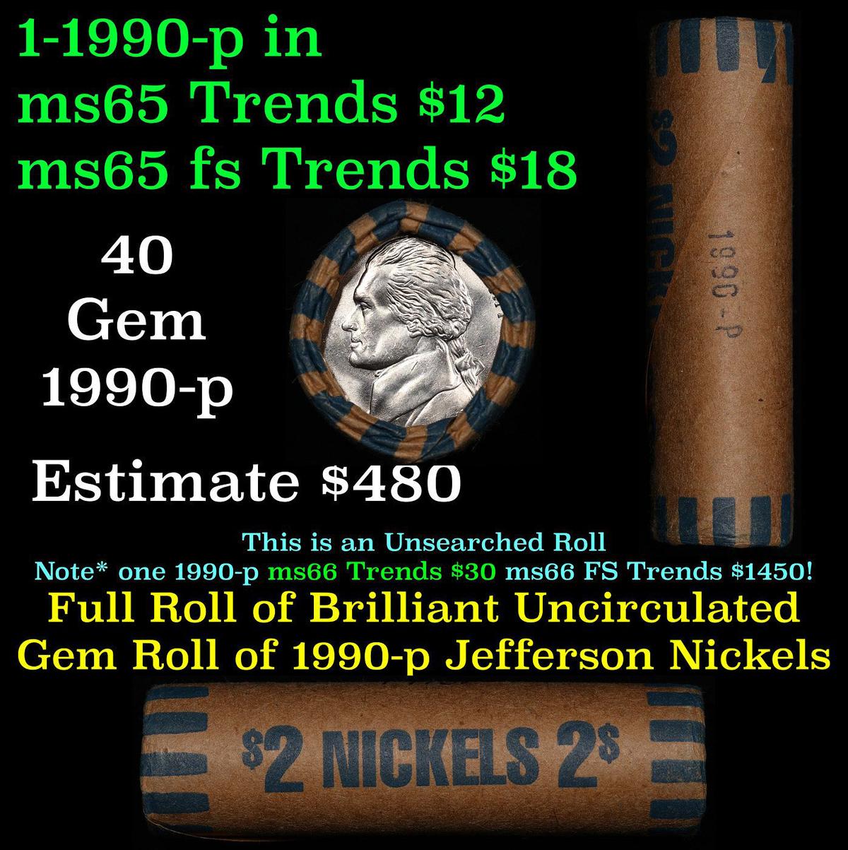 Shotgun Jefferson 5c roll, 1996-p 40 pcs Bank Wrapper