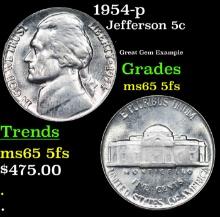 1954-p Jefferson Nickel 5c Grades GEM 5fs