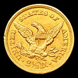 ***Auction Highlight*** 1863-s Gold Liberty Quarter Eagle 2.5 Graded ms62+ By SEGS (fc)