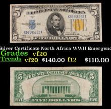 1934A $5 Silver Certificate North Africa WWII Emergency Currency Grades vf, very fine