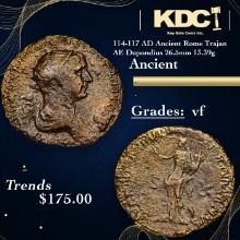 114-117 AD Ancient Rome Trajan AE Dupondius 26.5mm 13.39g Grades vf