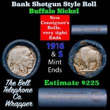 Buffalo Nickel Shotgun Roll in Old Bank Style 'Bell Telephone' Wrapper 1916 & s Mint Ends