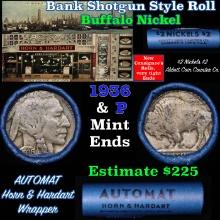 Buffalo Nickel Shotgun Roll in Old Bank Style 'Abbott Coin Counter & Automat' Wrapper 1936 & P Mint