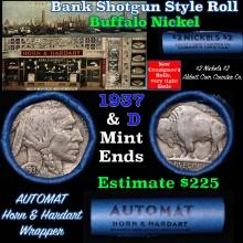 Buffalo Nickel Shotgun Roll in Old Bank Style 'Abbott Coin Counter & Automat' Wrapper 1937 & d Mint
