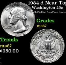 1984-d Washington Quarter Near Top Pop! 25c Graded ms67 BY SEGS