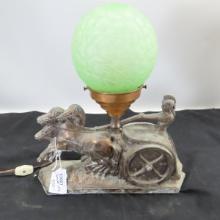 Antique Chariot Lamp with Uranium glass shade