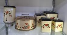 Vintage Hall's Red Poppy Tin Cake Carrier & More