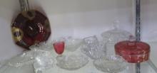 Antique Red & Gold Glass Bowl, EAPG & Cut Glass