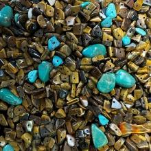 Lot of mixed tigers eye & turquoise beads