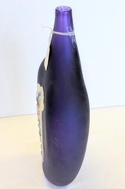 UNIQUE GLASS ON GLASS UNSIGNED ART GLASS VASE