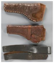 Two Handgun Holsters and a Belt