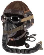 World War II Luftwaffe LKpN101 Summer Flight Helmet with O2 Mask