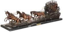 C. M. Russell Signed "Stagecoach" Bronze Sculpture