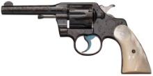 Engraved Colt Army Special Revolver with Pearl Grips and Letter