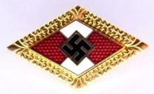 German WWII Hitler Youth HJ Golden Badge of Honor