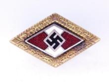 German WWII Hitler Youth HJ Golden Leader Badge
