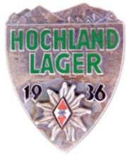 German WWII 1936 Silver Hitler Youth HJ Hochland Lager Alpine Badge