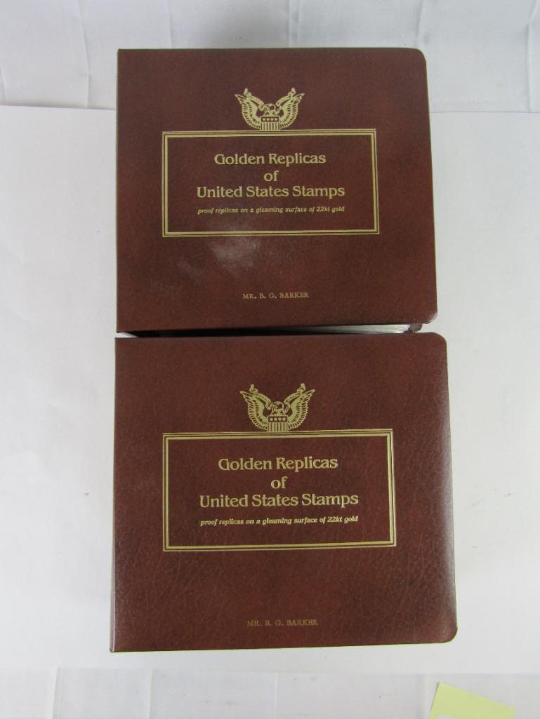 Lot (2) Complete Full Albums Golden Replicas 22 KT Proofs of US Stamps