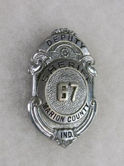 Excellent Antique Deputy Sheriff Police Badge- Marion County, Indiana