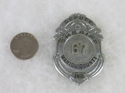 Excellent Antique Deputy Sheriff Police Badge- Marion County, Indiana