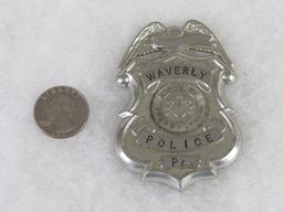 Original Obsolete Police Badge Vintage Waverly Pennsylvania