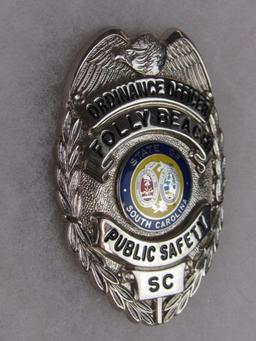 Original Obsolete Police Badge Ordinance Officer- Polly Beach South Carolina