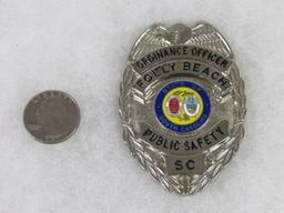 Original Obsolete Police Badge Ordinance Officer- Polly Beach South Carolina