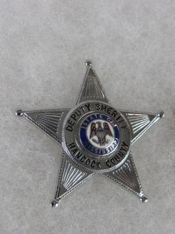 (2) Small Police Sheriff's Department Badges- Hancock County, Mississippi, State of Arkansas