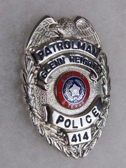 Original Obsolete Police Badge Patrolman Glenn Heights, Texas